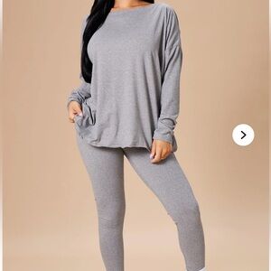 Fashion Nova Grey Women's Leggings and twist back out set